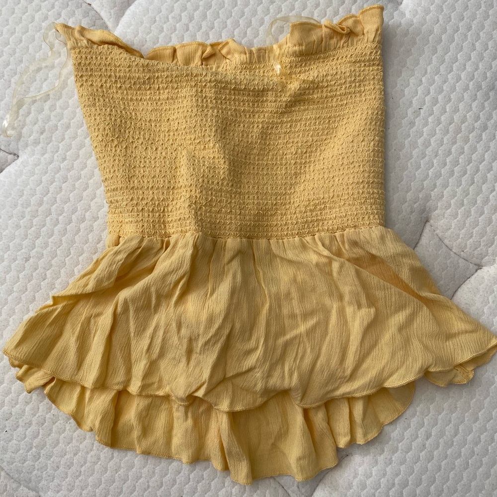 Yellow flowy tube top